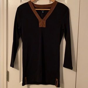 NWT Lauren Ralph Lauren faux suede trimmed blouse